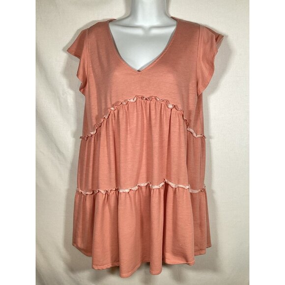 Altar'd State Dresses & Skirts - ALTAR'D STATE Pink Tiered Soft Blend Dress XS Casual‎ Boho Babydoll Cottagecore